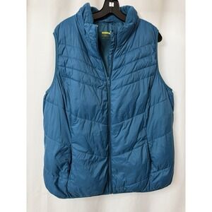 Xersion Vest Packable Down Puffer Hiking Womens 2XL Nylon Teal Skiing O-11